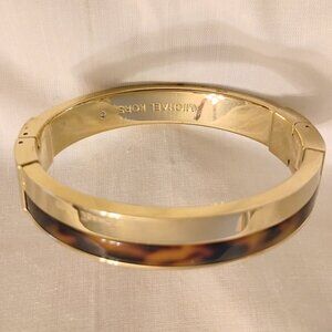 Michael Kors Designer Gold Tone and Tortoise Hinged Bracelet